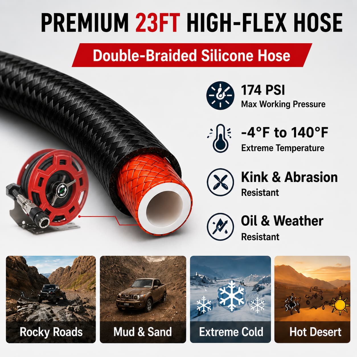 SEAPENG 7m Air Hose Reel for Off-Road Tire Inflation | Jeep, Truck & SUV - Image 15