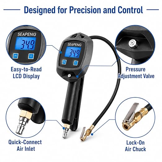 SEAPENG BW-L01 digital tire gauge for trucks motorcycles and RVs