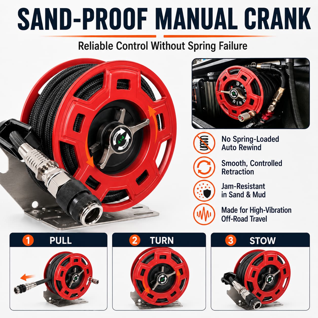 SEAPENG 7m Air Hose Reel for Off-Road Tire Inflation | Jeep, Truck & SUV - Image 2