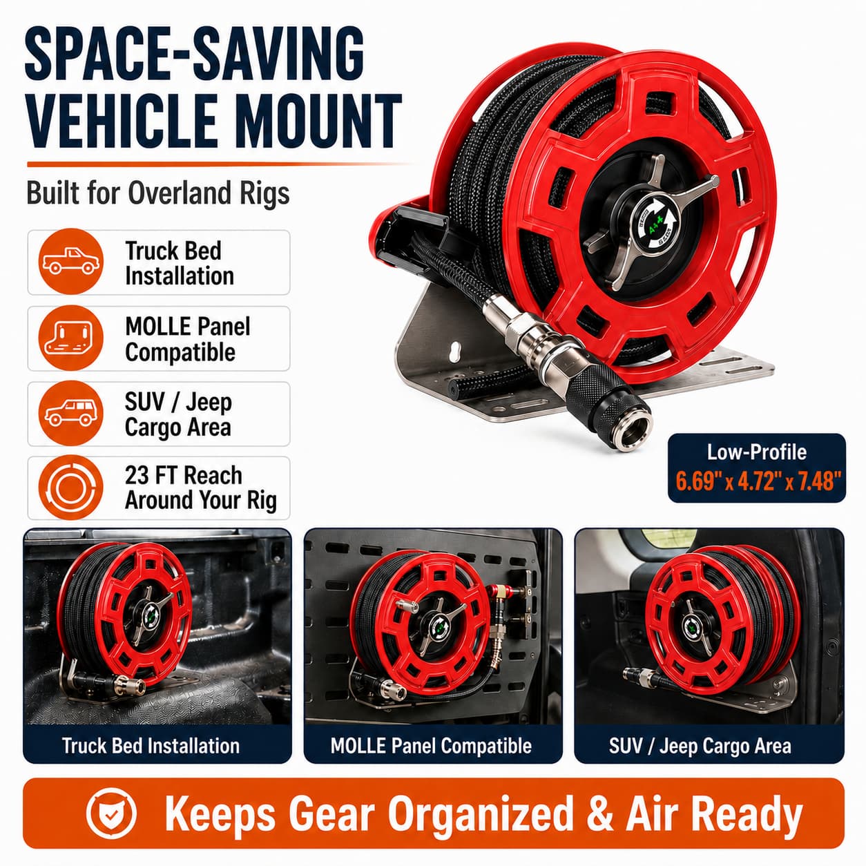 SEAPENG 7m Air Hose Reel for Off-Road Tire Inflation | Jeep, Truck & SUV - Image 16