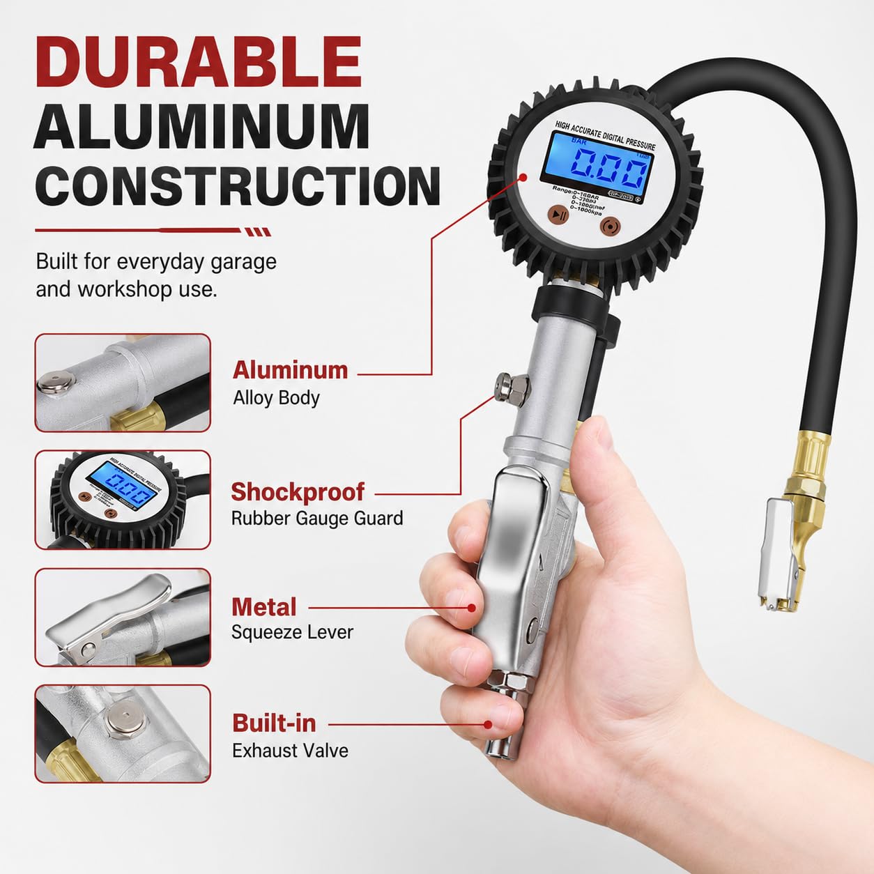 SEAPENG DP-208 Digital Tire Inflator Gauge, 5-230 PSI - Image 11