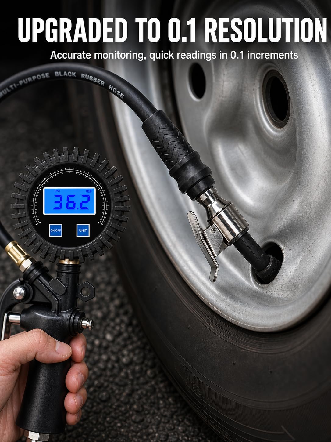 SEAPENG DP-101 Digital Tire Inflator Gauge, 5-220 PSI - Image 10