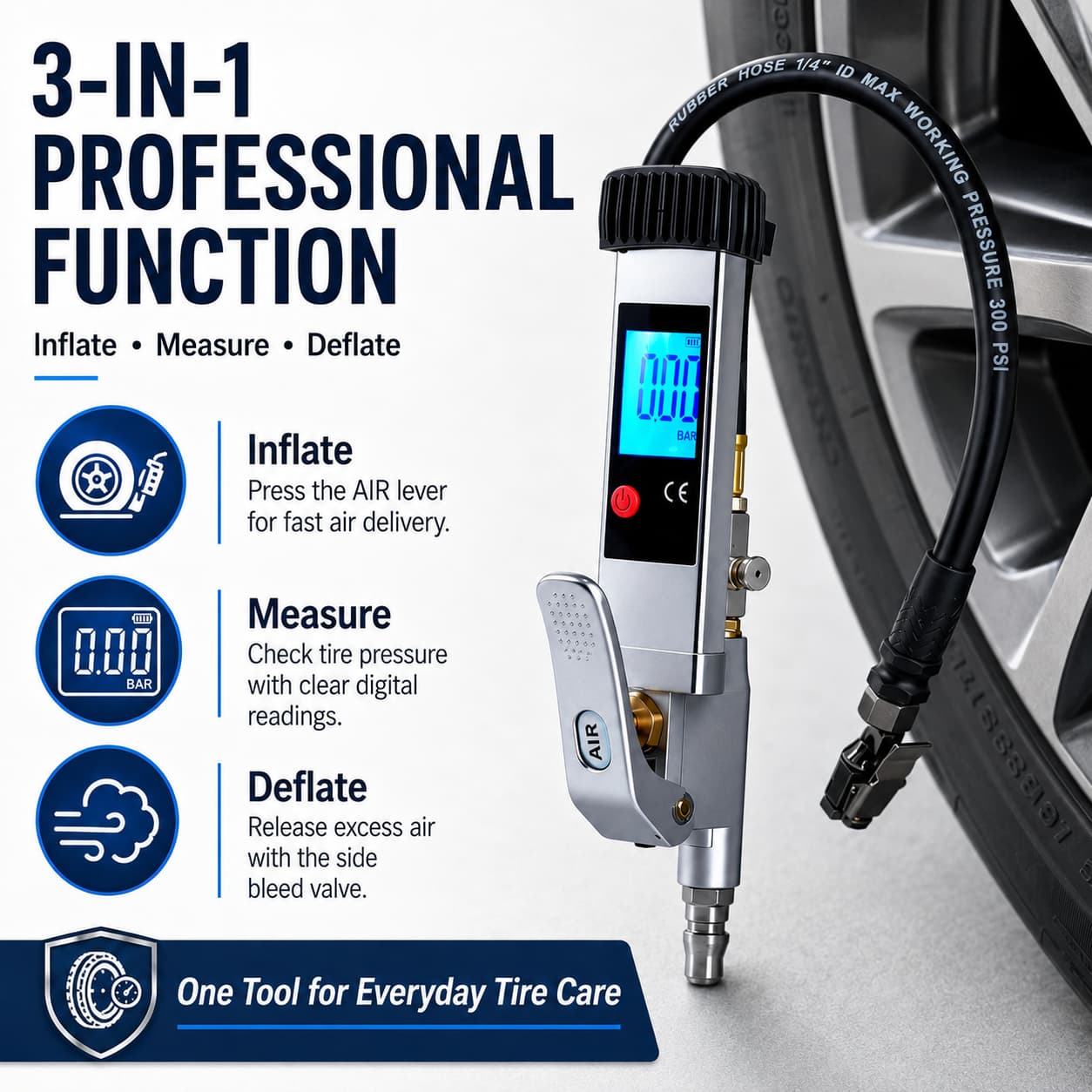 SEAPENG DP-708 Digital Tire Inflator Gauge, 5-230 PSI - Image 7