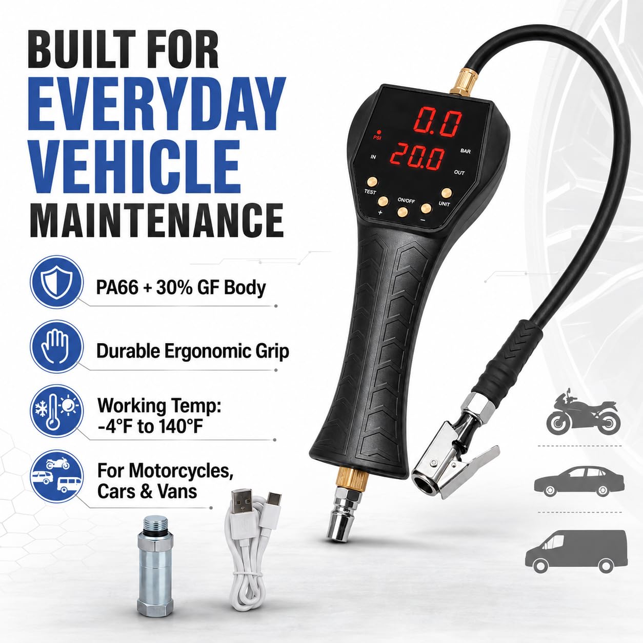 Digital automatic tire inflator TB-902E designed for professional automotive maintenance.