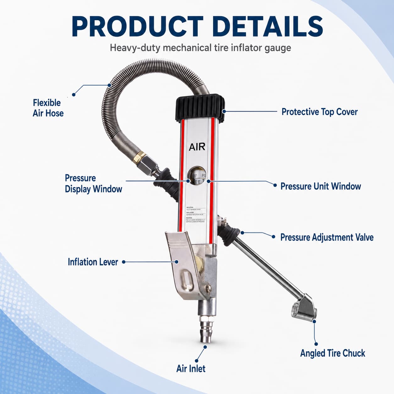 SEAPENG DP-704 Mechanical Tire Inflator Gauge, 5-160 PSI - Image 6